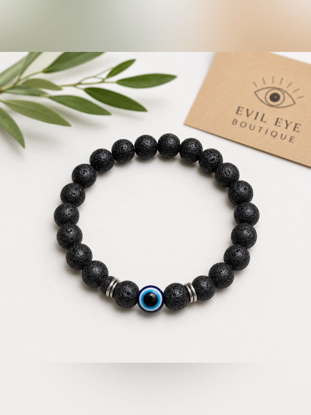 🧿Evil Eye Lava Stone Bead Bracelet for Men - Black #54